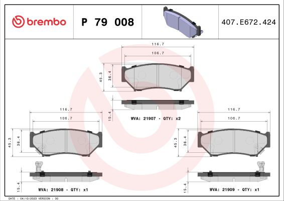 A.B.S. P 79 008 BREMBO Bremsbelagsatz, Scheibenbremse